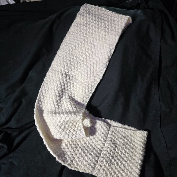 Handmade White Knit Scarf With Glittery Mickey Mouse Patch - Picture 5 of 5